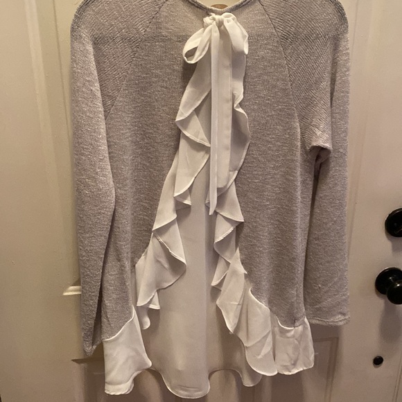 C Gray and White Sheer Shirt - Picture 4 of 7